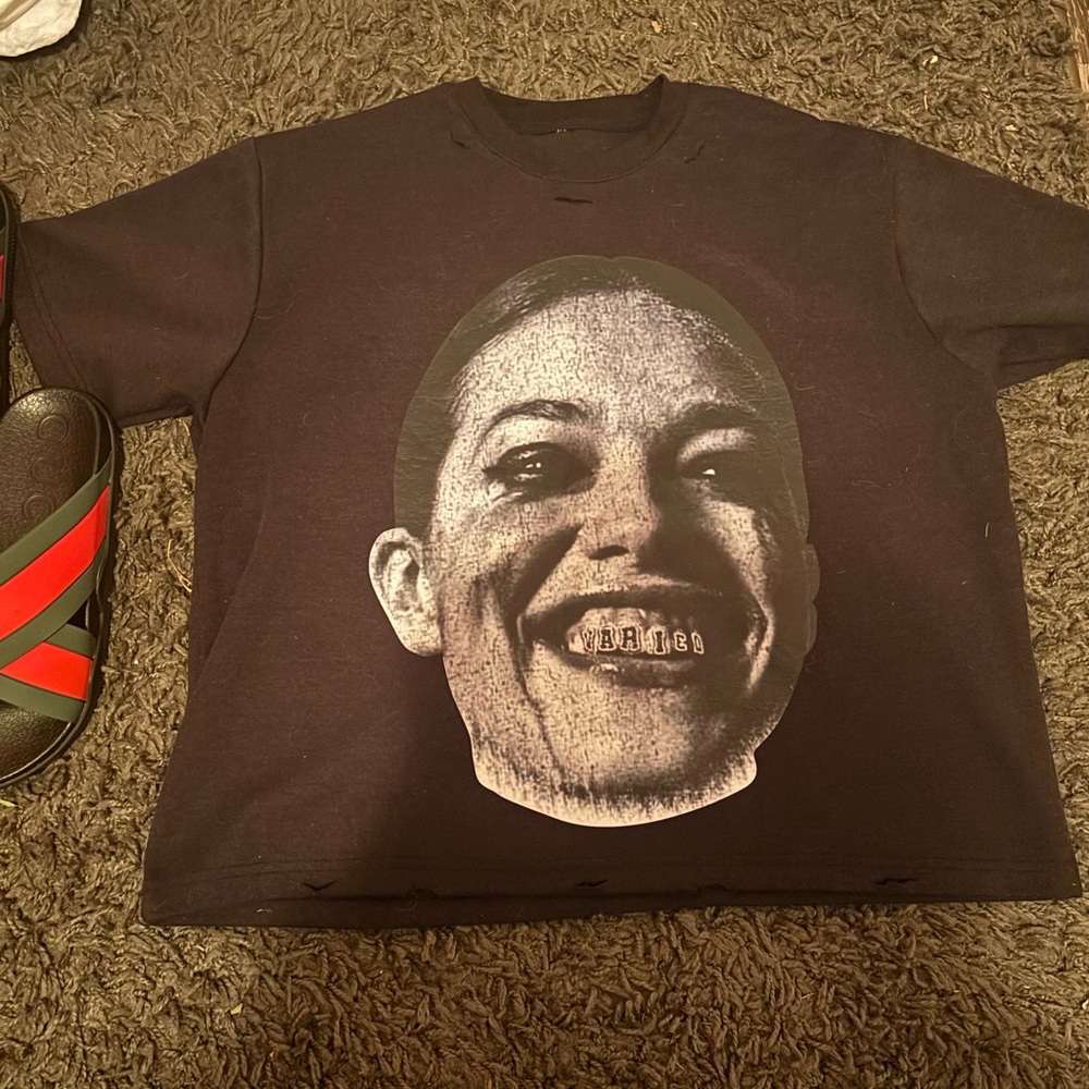 Black Graphic T-Shirt with Face Print